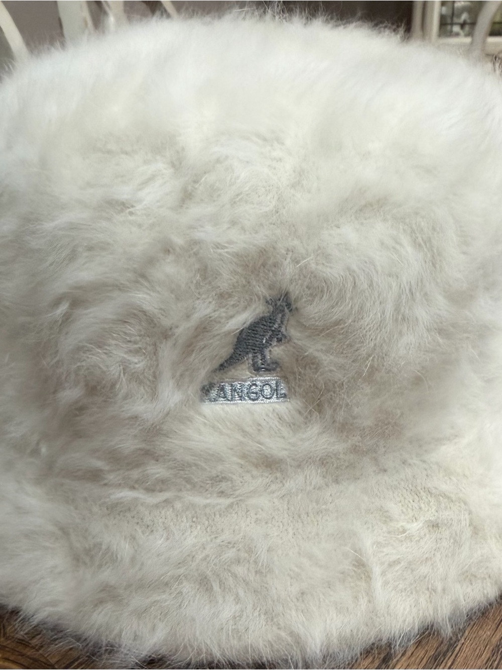 Kangol Furgora Bin Hat XL Ivory White Fuzzy Angora Blend Bucket K0329HW